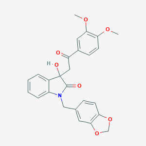 molecular formula C26H23NO7 B277604 1-(1,3-benzodioxol-5-ylmethyl)-3-[2-(3,4-dimethoxyphenyl)-2-oxoethyl]-3-hydroxy-1,3-dihydro-2H-indol-2-one 