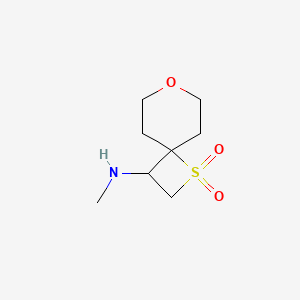 molecular formula C8H15NO3S B2776045 3-(Methylamino)-7-oxa-1lambda6-thiaspiro[3.5]nonane-1,1-dione CAS No. 2230804-10-9