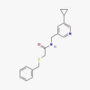 molecular formula C18H20N2OS B2776062 2-(benzylthio)-N-((5-cyclopropylpyridin-3-yl)methyl)acetamide CAS No. 2034615-92-2