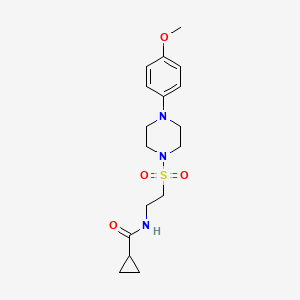 molecular formula C17H25N3O4S B2776077 N-(2-((4-(4-甲氧基苯基)哌嗪-1-基)磺酰基)乙基)环丙烷甲酰胺 CAS No. 897619-10-2