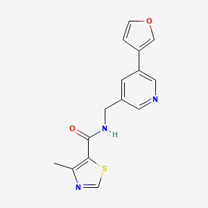 molecular formula C15H13N3O2S B2776091 N-((5-(furan-3-yl)pyridin-3-yl)methyl)-4-methylthiazole-5-carboxamide CAS No. 2034314-35-5