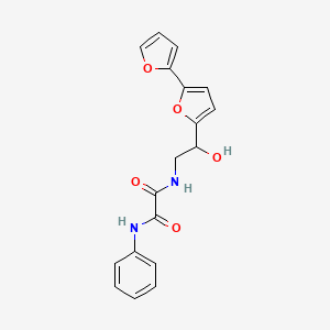 molecular formula C18H16N2O5 B2776097 N-(2-{[2,2'-bifuran]-5-yl}-2-hydroxyethyl)-N'-phenylethanediamide CAS No. 2320928-00-3