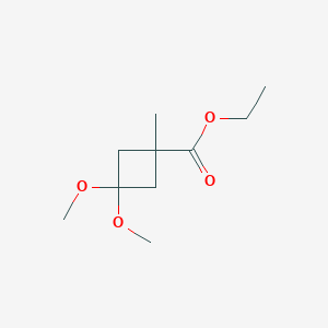 molecular formula C10H18O4 B2776100 乙酸 3,3-二甲氧基-1-甲基环丁烷-1-酯 CAS No. 2140306-07-4