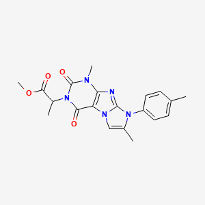 molecular formula C20H21N5O4 B2776103 methyl 2-(1,7-dimethyl-2,4-dioxo-8-(p-tolyl)-1H-imidazo[2,1-f]purin-3(2H,4H,8H)-yl)propanoate CAS No. 877643-72-6