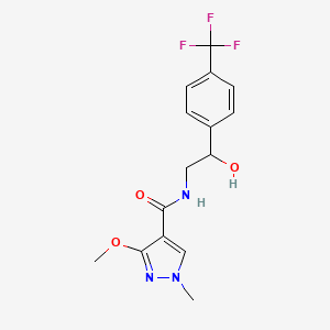 molecular formula C15H16F3N3O3 B2776104 N-(2-hydroxy-2-(4-(trifluoromethyl)phenyl)ethyl)-3-methoxy-1-methyl-1H-pyrazole-4-carboxamide CAS No. 1351594-57-4