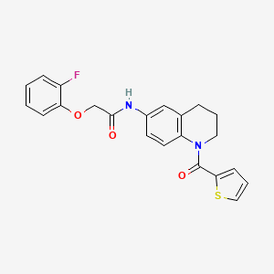 molecular formula C22H19FN2O3S B2776108 2-(2-fluorophenoxy)-N-[1-(thiophene-2-carbonyl)-3,4-dihydro-2H-quinolin-6-yl]acetamide CAS No. 1005292-62-5