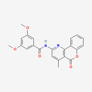molecular formula C22H18N2O5 B2776109 3,5-dimethoxy-N-(4-methyl-5-oxo-5H-chromeno[4,3-b]pyridin-2-yl)benzamide CAS No. 851410-96-3