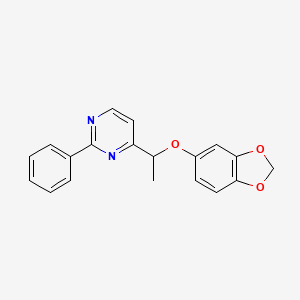 molecular formula C19H16N2O3 B2776122 4-[1-(1,3-Benzodioxol-5-yloxy)ethyl]-2-phenylpyrimidine CAS No. 685106-88-1