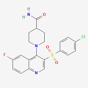 molecular formula C21H19ClFN3O3S B2776125 1-[3-(4-Chlorobenzenesulfonyl)-6-fluoroquinolin-4-yl]piperidine-4-carboxamide CAS No. 866871-43-4