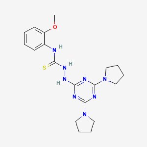 molecular formula C19H26N8OS B2776135 2-(4,6-di(pyrrolidin-1-yl)-1,3,5-triazin-2-yl)-N-(2-methoxyphenyl)hydrazinecarbothioamide CAS No. 898623-41-1