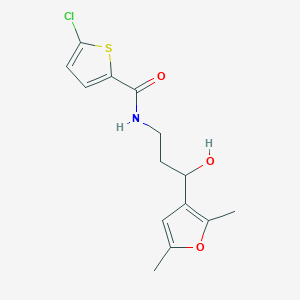 molecular formula C14H16ClNO3S B2776138 5-chloro-N-(3-(2,5-dimethylfuran-3-yl)-3-hydroxypropyl)thiophene-2-carboxamide CAS No. 1421506-03-7