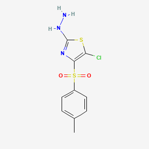 molecular formula C10H10ClN3O2S2 B2776141 5-Chloro-2-hydrazinyl-4-tosylthiazole CAS No. 297142-57-5