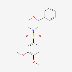 molecular formula C18H21NO5S B2776145 4-((3,4-Dimethoxyphenyl)sulfonyl)-2-phenylmorpholine CAS No. 946234-34-0