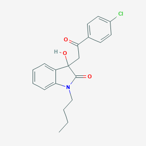 molecular formula C20H20ClNO3 B277615 1-butyl-3-[2-(4-chlorophenyl)-2-oxoethyl]-3-hydroxy-1,3-dihydro-2H-indol-2-one 