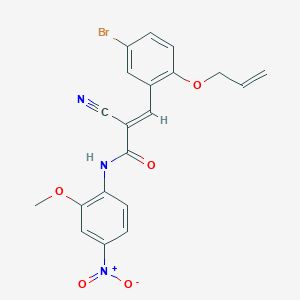 molecular formula C20H16BrN3O5 B2776150 (E)-3-(5-bromo-2-prop-2-enoxyphenyl)-2-cyano-N-(2-methoxy-4-nitrophenyl)prop-2-enamide CAS No. 380476-93-7