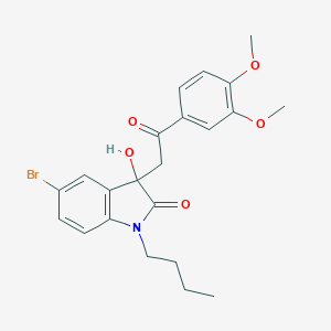molecular formula C22H24BrNO5 B277616 5-bromo-1-butyl-3-[2-(3,4-dimethoxyphenyl)-2-oxoethyl]-3-hydroxy-1,3-dihydro-2H-indol-2-one 