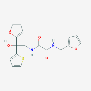 molecular formula C17H16N2O5S B2776162 N1-(2-(furan-2-yl)-2-hydroxy-2-(thiophen-2-yl)ethyl)-N2-(furan-2-ylmethyl)oxalamide CAS No. 1902989-23-4