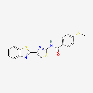 molecular formula C18H13N3OS3 B2776169 N-(4-(苯并[d]噻唑-2-基)噻唑-2-基)-4-(甲硫基)苯甲酰胺 CAS No. 896353-07-4