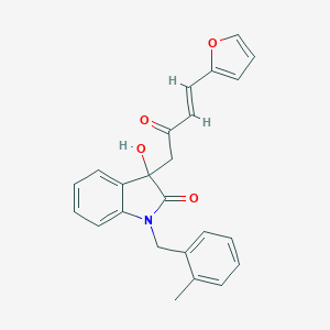 molecular formula C24H21NO4 B277617 3-[(3E)-4-(furan-2-yl)-2-oxobut-3-en-1-yl]-3-hydroxy-1-(2-methylbenzyl)-1,3-dihydro-2H-indol-2-one 