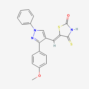 molecular formula C20H15N3O2S2 B2776178 (Z)-5-((3-(4-methoxyphenyl)-1-phenyl-1H-pyrazol-4-yl)methylene)-4-thioxothiazolidin-2-one CAS No. 876872-60-5