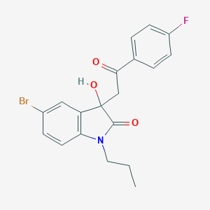 molecular formula C19H17BrFNO3 B277618 5-bromo-3-[2-(4-fluorophenyl)-2-oxoethyl]-3-hydroxy-1-propyl-1,3-dihydro-2H-indol-2-one 