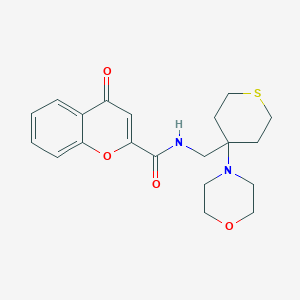 molecular formula C20H24N2O4S B2776183 N-{[4-(morpholin-4-yl)thian-4-yl]methyl}-4-oxo-4H-chromene-2-carboxamide CAS No. 2380184-19-8