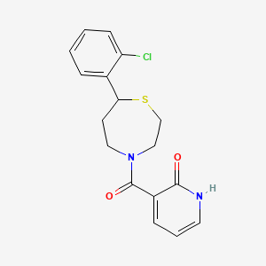 molecular formula C17H17ClN2O2S B2776186 3-(7-(2-chlorophenyl)-1,4-thiazepane-4-carbonyl)pyridin-2(1H)-one CAS No. 1790202-55-9