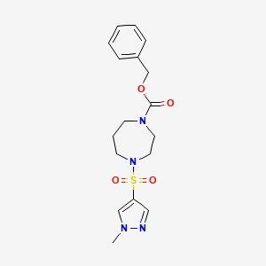 molecular formula C17H22N4O4S B2776198 benzyl 4-((1-methyl-1H-pyrazol-4-yl)sulfonyl)-1,4-diazepane-1-carboxylate CAS No. 2034544-25-5