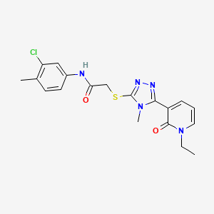 molecular formula C19H20ClN5O2S B2776203 N-(3-chloro-4-methylphenyl)-2-((5-(1-ethyl-2-oxo-1,2-dihydropyridin-3-yl)-4-methyl-4H-1,2,4-triazol-3-yl)thio)acetamide CAS No. 1105209-10-6
