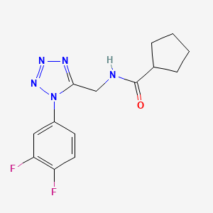 molecular formula C14H15F2N5O B2776208 N-((1-(3,4-difluorophenyl)-1H-tetrazol-5-yl)methyl)cyclopentanecarboxamide CAS No. 941922-08-3