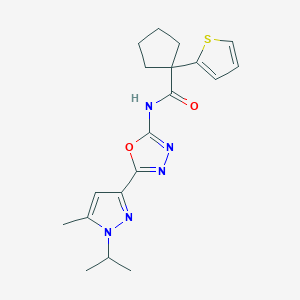 N-(5-(1-isopropyl-5-methyl-1H-pyrazol-3-yl)-1,3,4-oxadiazol-2-yl)-1-(thiophen-2-yl)cyclopentanecarboxamide
