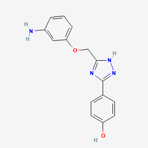 molecular formula C15H14N4O2 B2776226 4-[5-[(3-Aminophenoxy)methyl]-1H-1,2,4-triazol-3-yl]phenol CAS No. 1553969-90-6