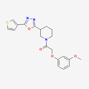 molecular formula C20H21N3O4S B2776235 2-(3-甲氧基苯氧基)-1-(3-(5-(噻吩-3-基)-1,3,4-噁二唑-2-基)哌啶-1-基)乙酮 CAS No. 1797579-33-9