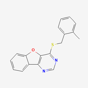 molecular formula C18H14N2OS B2776240 4-((2-甲基苯甲基)硫)苯并呋喃[3,2-d]嘧啶 CAS No. 848213-10-5