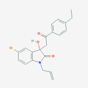 molecular formula C21H20BrNO3 B277625 1-allyl-5-bromo-3-[2-(4-ethylphenyl)-2-oxoethyl]-3-hydroxy-1,3-dihydro-2H-indol-2-one 