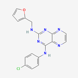 molecular formula C17H13ClN6O B2776255 (4-Chlorophenyl){2-[(2-furylmethyl)amino]pteridin-4-yl}amine CAS No. 946242-59-7