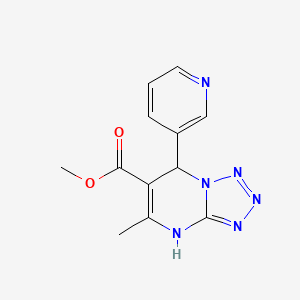 molecular formula C12H12N6O2 B2776257 Methyl 5-methyl-7-pyridin-3-yl-4,7-dihydrotetrazolo[1,5-a]pyrimidine-6-carboxylate CAS No. 326867-25-8