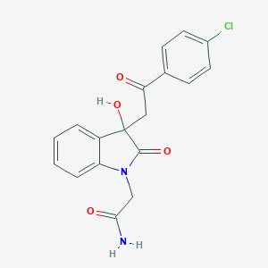 molecular formula C18H15ClN2O4 B277627 2-{3-[2-(4-chlorophenyl)-2-oxoethyl]-3-hydroxy-2-oxo-2,3-dihydro-1H-indol-1-yl}acetamide 