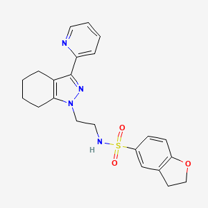 molecular formula C22H24N4O3S B2776273 N-(2-(3-(pyridin-2-yl)-4,5,6,7-tetrahydro-1H-indazol-1-yl)ethyl)-2,3-dihydrobenzofuran-5-sulfonamide CAS No. 1797326-58-9