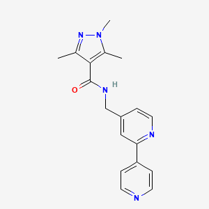 molecular formula C18H19N5O B2776278 N-([2,4'-bipyridin]-4-ylmethyl)-1,3,5-trimethyl-1H-pyrazole-4-carboxamide CAS No. 2034579-58-1