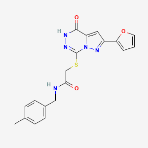 molecular formula C19H17N5O3S B2776288 2-((8-(furan-2-yl)-(oxo)dihydropyrazolo[1,5-d][1,2,4]triazin-2-yl)thio)-N-(4-methylbenzyl)acetamide CAS No. 1224015-54-6