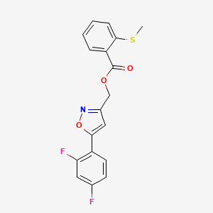 (5-(2,4-Difluorophenyl)isoxazol-3-yl)methyl 2-(methylthio)benzoate