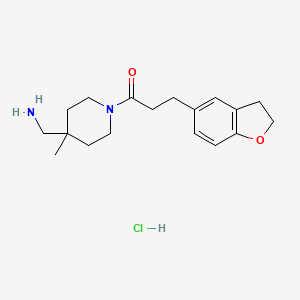 molecular formula C18H27ClN2O2 B2776294 1-[4-(Aminomethyl)-4-methylpiperidin-1-yl]-3-(2,3-dihydro-1-benzofuran-5-yl)propan-1-one;hydrochloride CAS No. 2418668-64-9