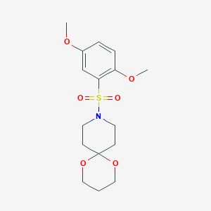 molecular formula C16H23NO6S B2776308 9-((2,5-Dimethoxyphenyl)sulfonyl)-1,5-dioxa-9-azaspiro[5.5]undecane CAS No. 1022568-33-7