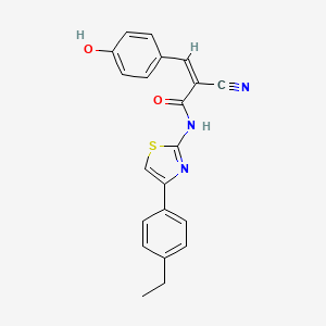 (Z)-2-Cyano-N-[4-(4-ethylphenyl)-1,3-thiazol-2-yl]-3-(4-hydroxyphenyl)prop-2-enamide