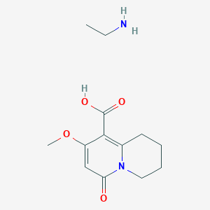 molecular formula C13H20N2O4 B2776342 8-methoxy-6-oxo-1,3,4,6-tetrahydro-2H-quinolizine-9-carboxylic acid-ethanamine (1:1) CAS No. 1993058-03-9