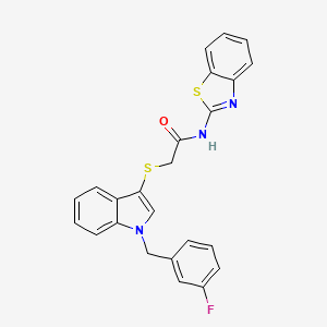 molecular formula C24H18FN3OS2 B2776350 N-(benzo[d]thiazol-2-yl)-2-((1-(3-fluorobenzyl)-1H-indol-3-yl)thio)acetamide CAS No. 497064-18-3