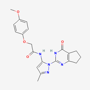 molecular formula C20H21N5O4 B2776352 2-(4-methoxyphenoxy)-N-(3-methyl-1-(4-oxo-4,5,6,7-tetrahydro-3H-cyclopenta[d]pyrimidin-2-yl)-1H-pyrazol-5-yl)acetamide CAS No. 1002482-25-8