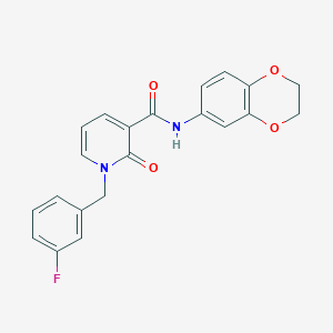 molecular formula C21H17FN2O4 B2776354 N-(2,3-dihydro-1,4-benzodioxin-6-yl)-1-(3-fluorobenzyl)-2-oxo-1,2-dihydropyridine-3-carboxamide CAS No. 946245-97-2