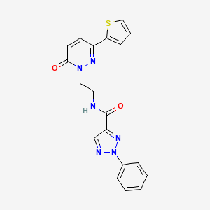 molecular formula C19H16N6O2S B2776359 N-(2-(6-oxo-3-(thiophen-2-yl)pyridazin-1(6H)-yl)ethyl)-2-phenyl-2H-1,2,3-triazole-4-carboxamide CAS No. 1219913-66-2